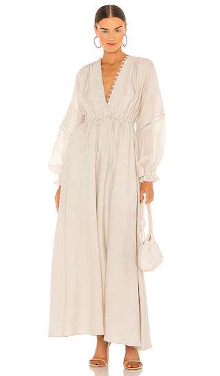 Melinda Linen Maxi Dress in Flax | Revolve Clothing (Global)