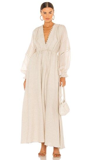 Melinda Linen Maxi Dress in Flax | Revolve Clothing (Global)