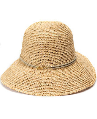 BCBG Raffia Face Saver Bead Trim Sun Hat - Macy's | Macy's