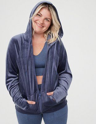 OFFLINE By Aerie After Party Velour Oversized Full Zip Hoodie | American Eagle Outfitters (US & CA)