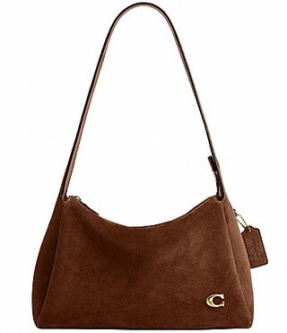 COACH Suede and Leather Lola Shoulder Bag - Warm Brown | Dillard's