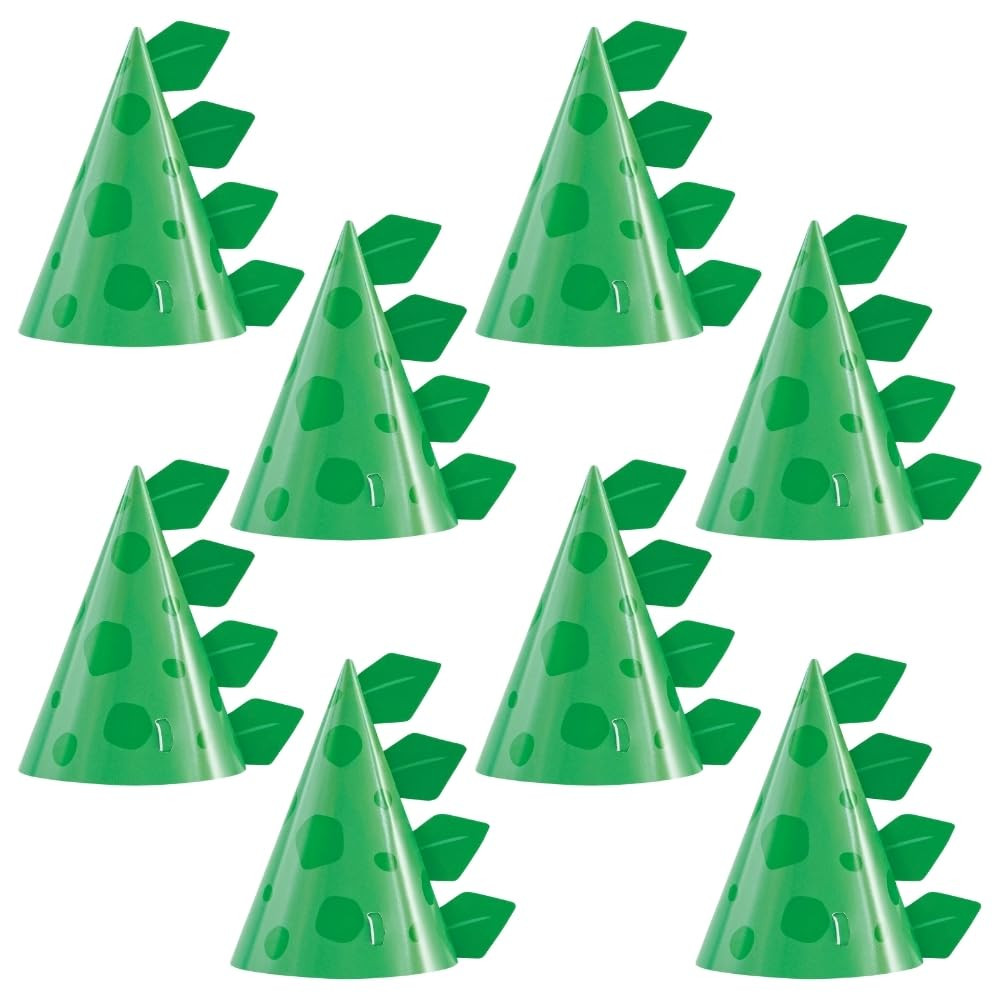 Unique Green Cone-Shaped Dinosaur Cardstock Party Hats (Pack of 8) - Perfect for Kids' Birthdays ... | Amazon (US)
