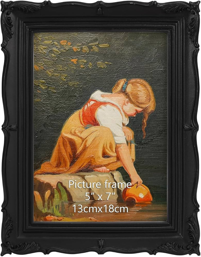 PHAREGE Vintage Picture Frame 5x7 Black, 5 by 7 Ornate Decorative Antique Frame with Mat for 4x6 ... | Amazon (US)