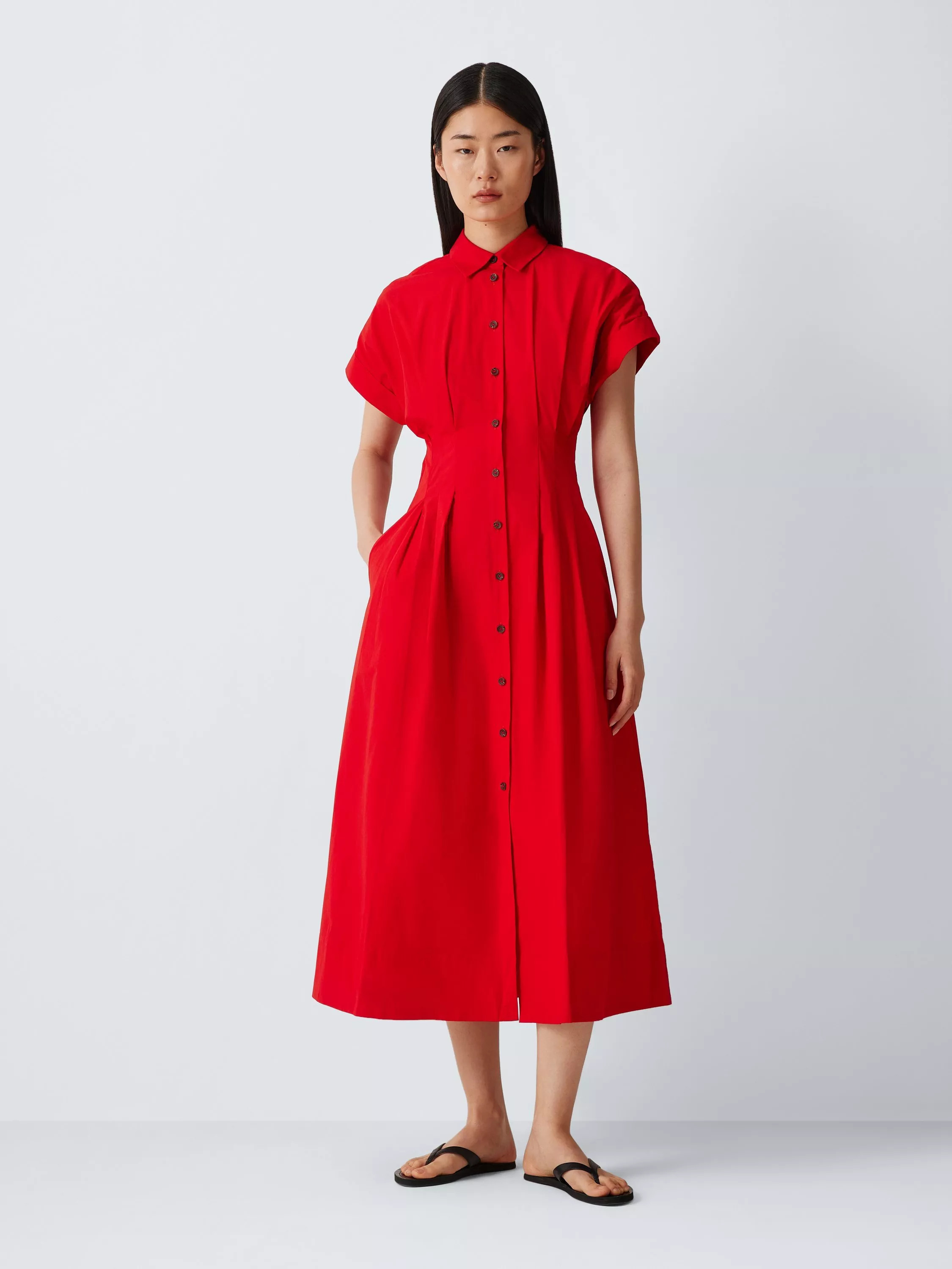 John Lewis Short Sleeve Cotton Kimono Dress, Auro Orange | John Lewis (UK)