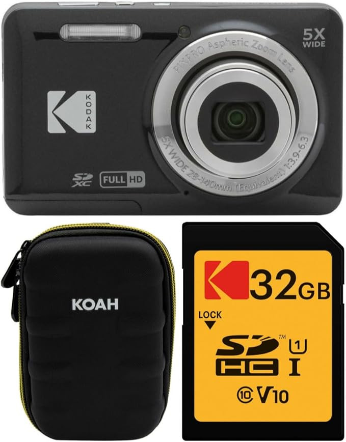 Kodak PIXPRO Friendly Zoom FZ55 Digital Camera (Black) Bundle with Case for Compact Cameras, and ... | Amazon (US)