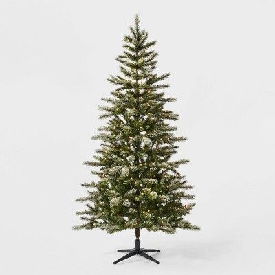 7ft Pre-Lit Flocked Douglas Fir Artificial Tree Clear Lights - Wondershop&#8482; | Target