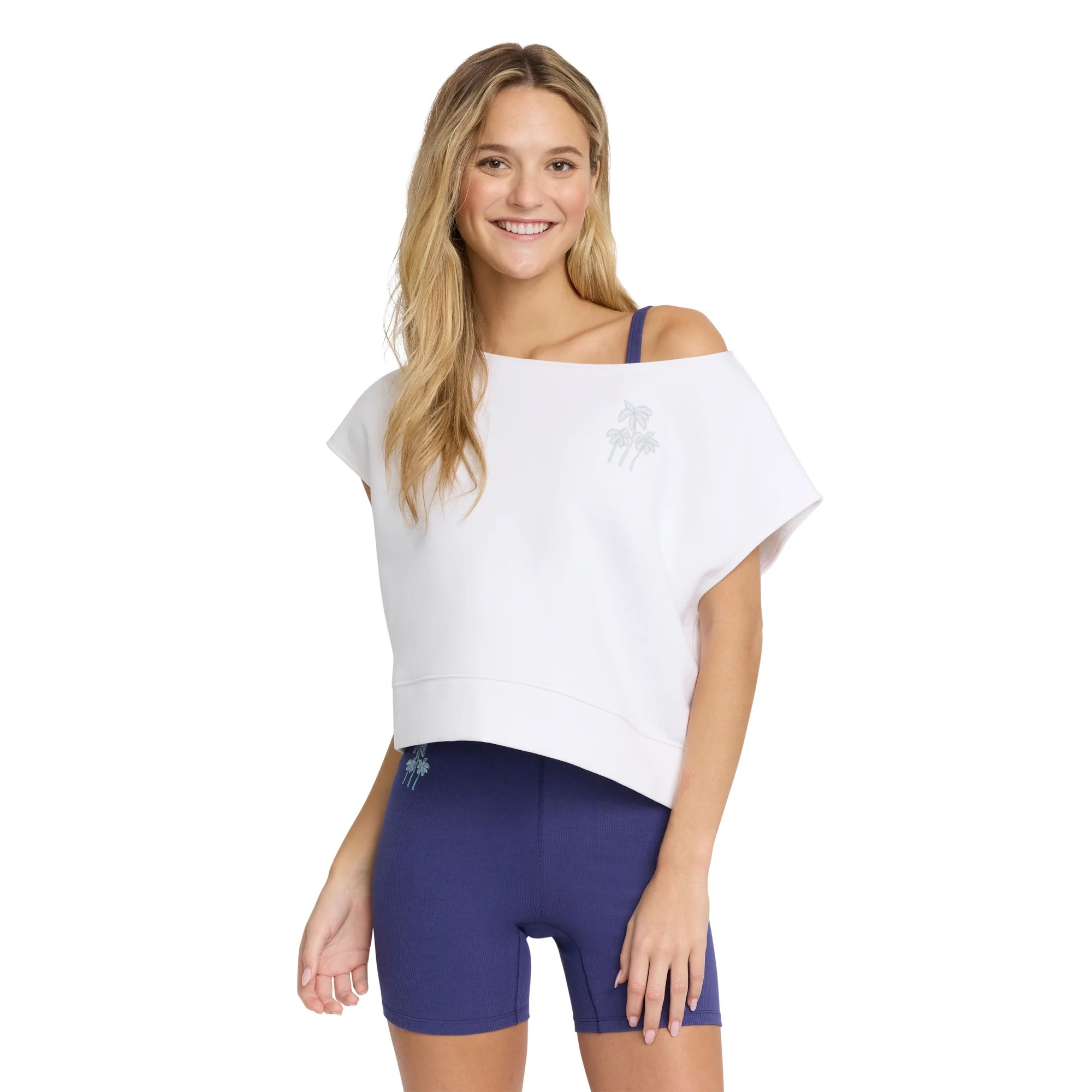 Mills by Millie Bobby Brown Women's Off Shoulder Short Sleeve Sweatshirt, XXS-XXL | Walmart (US)