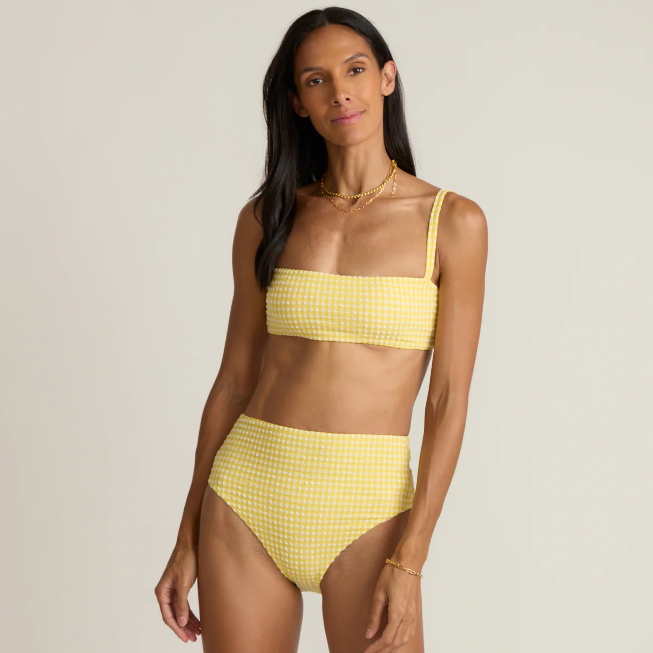 women's soleil gingham bandeau bikini top | Minnow