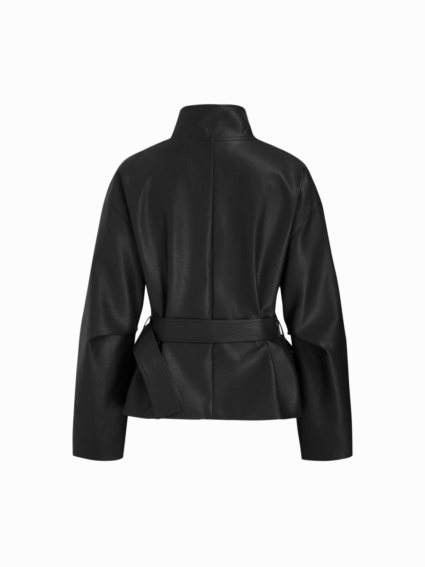 Faux Leather Faux Leather Stand Collar Zip Through Jacket With Belt For Music Festival/Live House | Cider