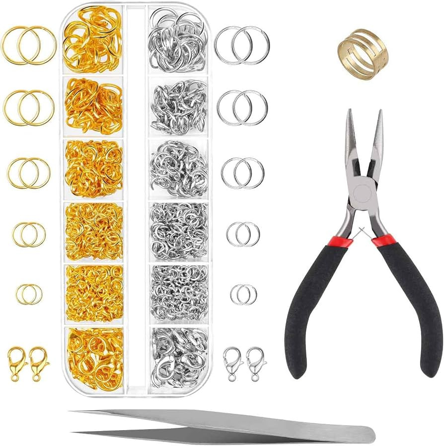 1200pcs Jump Rings for Jewelry Making Supplies, Jewelry Findings Kit for Necklace Repair with Lob... | Amazon (US)