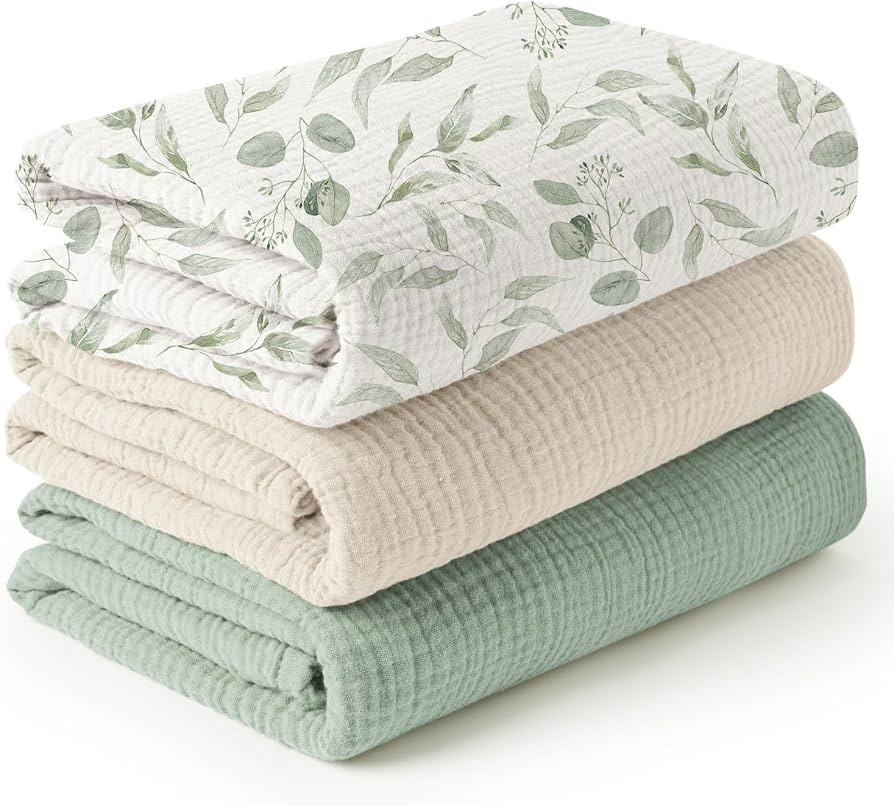 Konssy 3 Pack Muslin Swaddle Blankets for Unisex, Newborn Receiving Blanket, Large 47 x 47 inches... | Amazon (US)