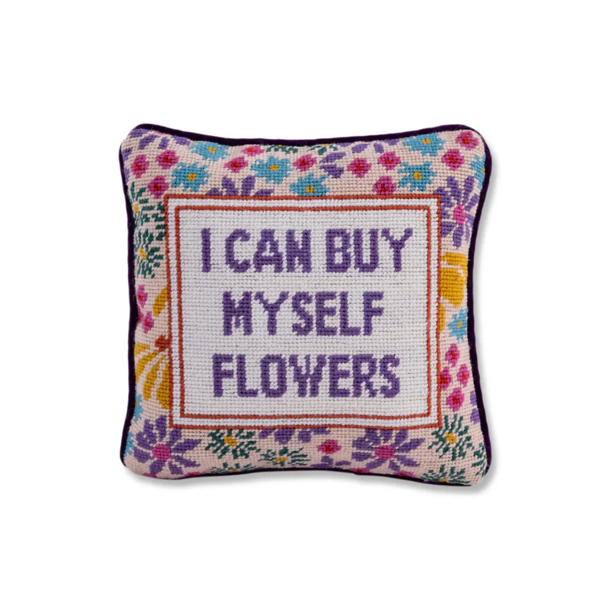 Flowers Needlepoint Pillow | Over The Moon