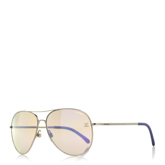 CHANEL Metal Aviator CC Sunglasses 4189-T-Q Purple | FASHIONPHILE (US)