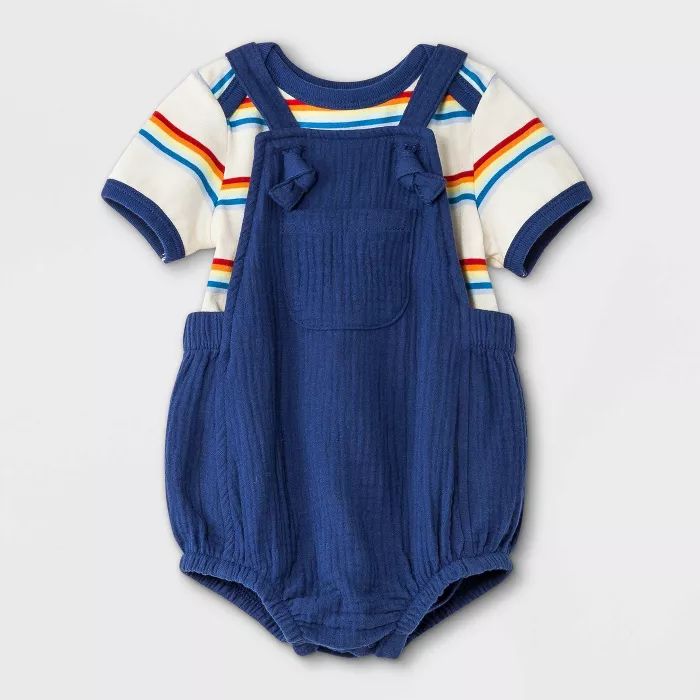 Baby Boys' 2pc Gauze Bubble Overalls Top & Bottom Set - Cat & Jack™ Navy | Target