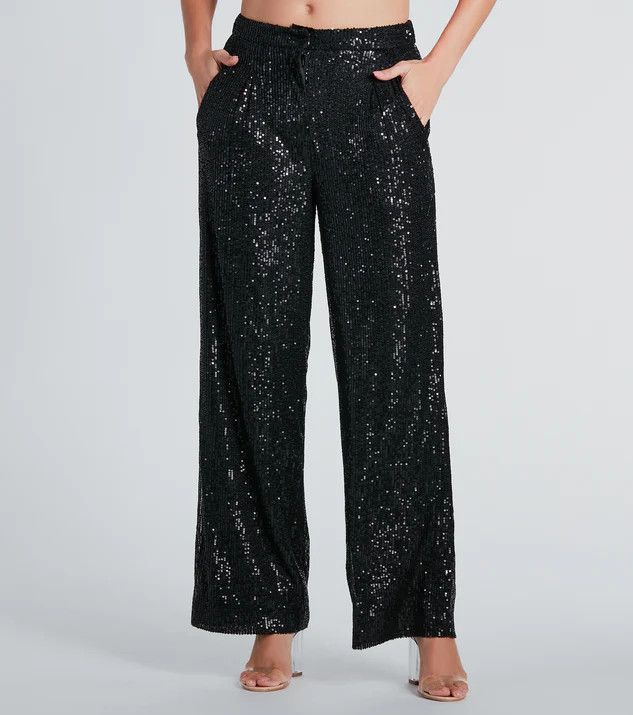 Night Cocktails Sequin High-Rise Flare Pants | Windsor Stores