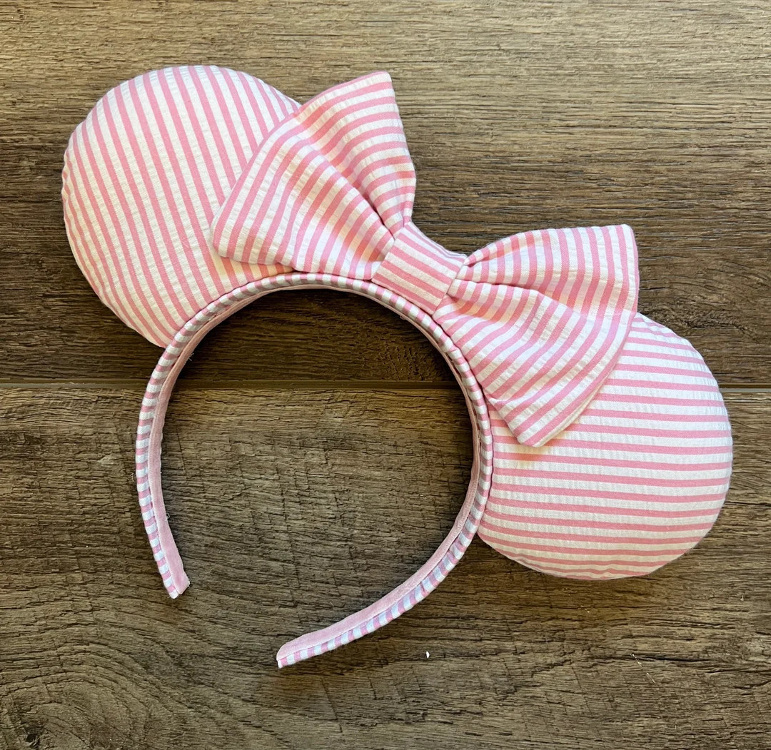 Pink White Seersucker Ears | Etsy (US)