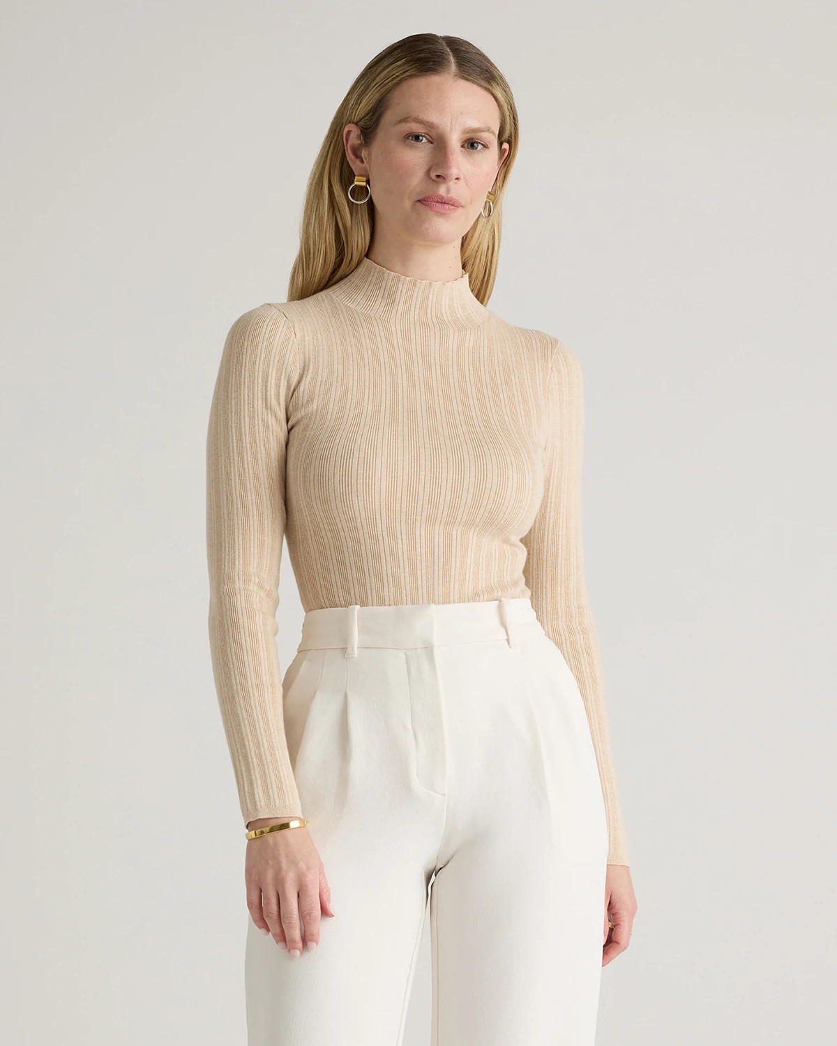 Cotton Cashmere Ribbed Turtleneck Bodysuit | Quince