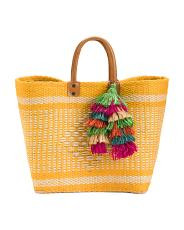 Handmade Large Ibiza Sisal And Seagrass Carryall With Leather Handles | TJ Maxx