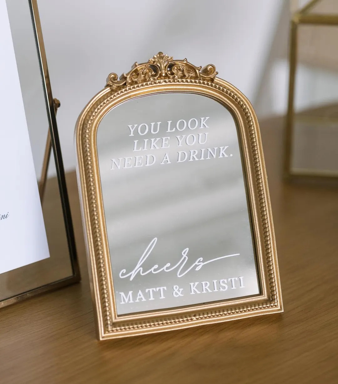 Cheers Bar Mirror Decal: Wedding Drink Sign | Etsy (US)