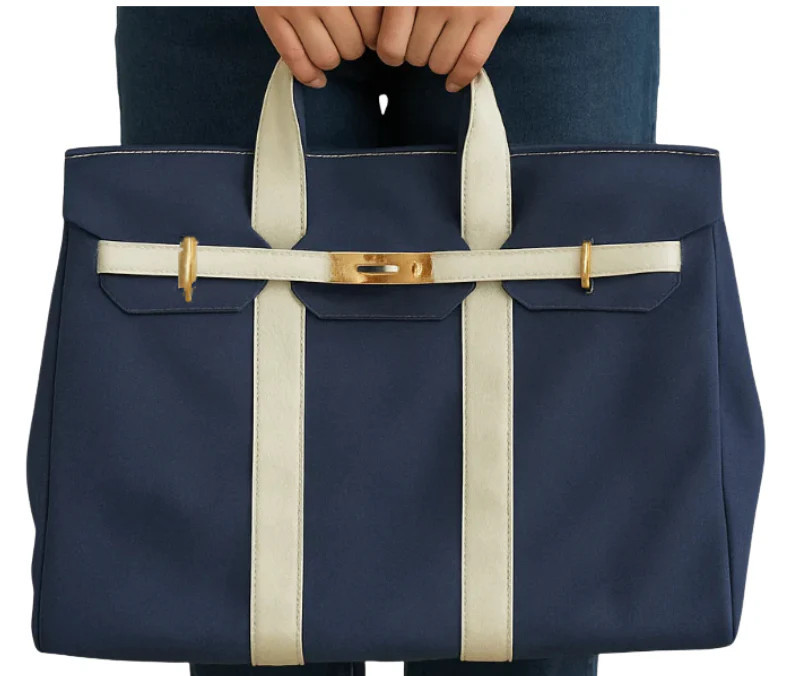 Canvas "Boatkin" Tote Bag - Navy/White | Runway Athletics