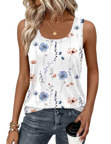 Zeagoo Tank Top for Women Summer Loose Fit Casual Flowy Sleeveless Tops Trendy Scoop Neck Basic Shirts Tee 2026 | Amazon (US)
