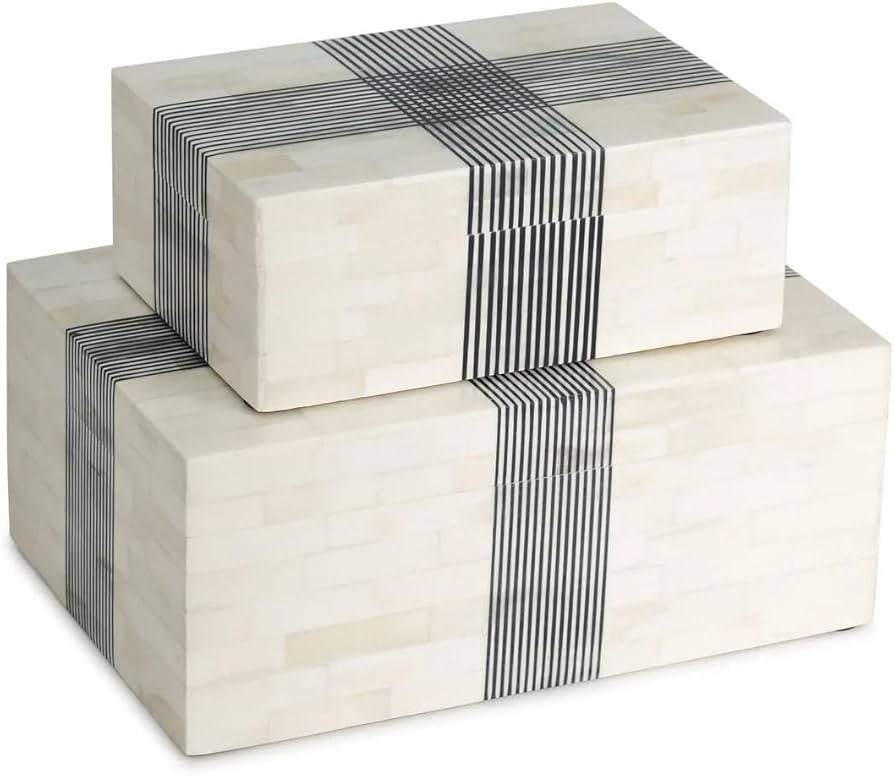 Bone Inlay, Resin, MDF Wood Jewelry Box with Lid Handmade Jewelry Organizer Box for Women Earring... | Amazon (US)