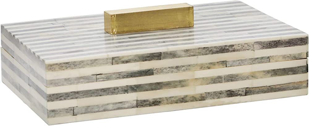 Sagebrook Home 15299 Bone 9" Rectangular Box, Light Gray/Gold | Amazon (US)