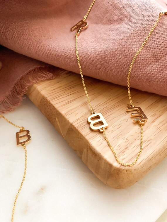 Letter Necklace | Gold Initial Necklace | Personalized Name Necklace | Initial Charm Gold | Lette... | Etsy (US)