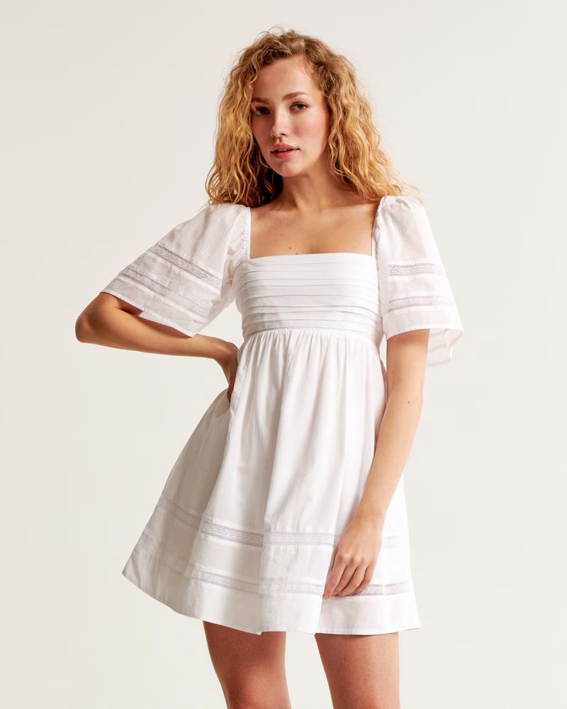 Women's Emerson Lace-Trim Mini Dress | Women's New Arrivals | Abercrombie.com | Abercrombie & Fitch (US)