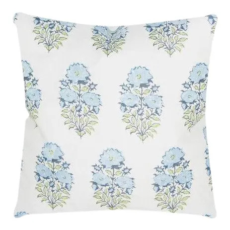 Lisa Fine Mughal Flower Pillow Cover in Monsoon, 22x22 | Chairish