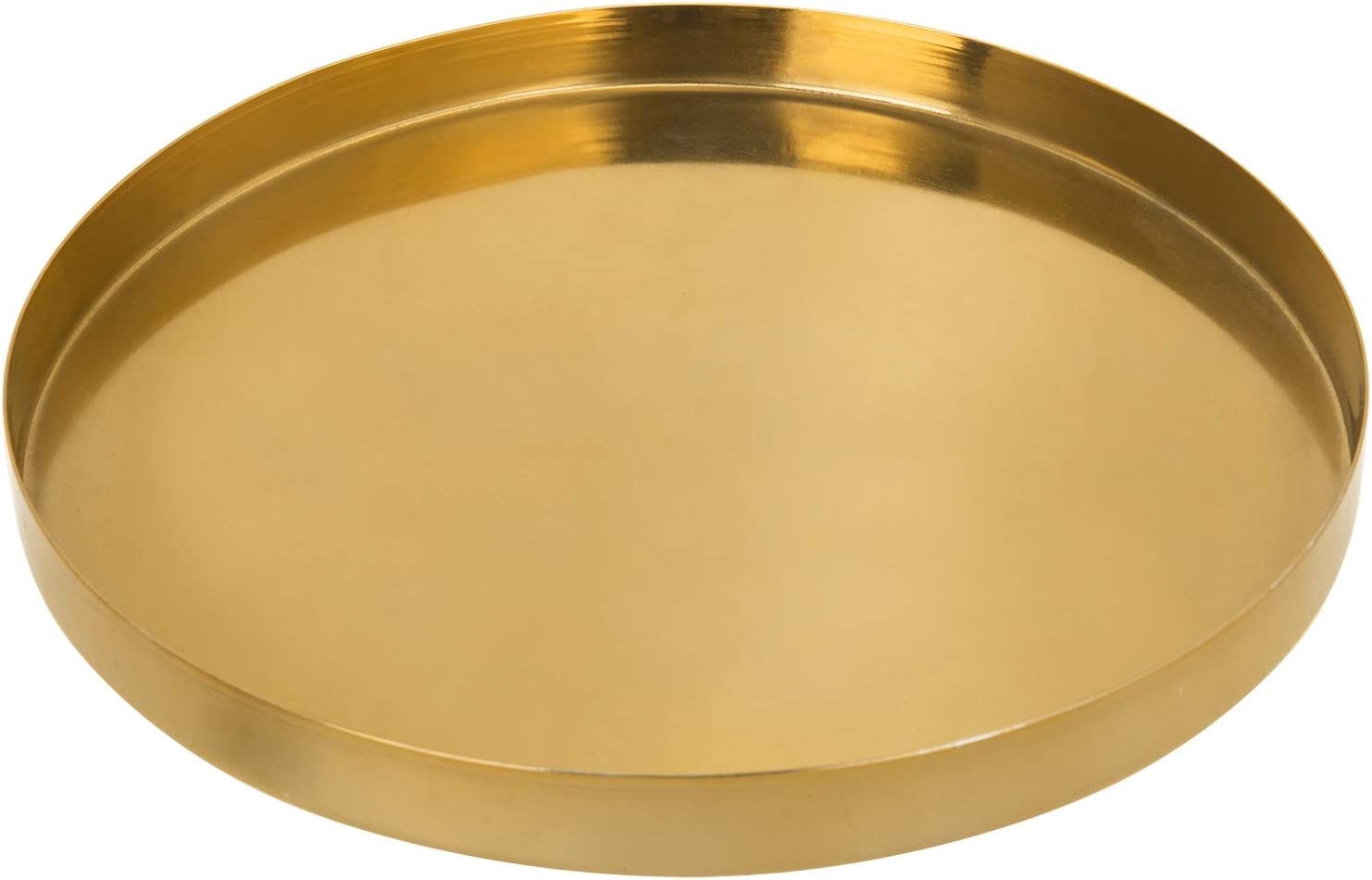 MyGift Brushed Brass Metal Decorative Tray, 11 inch Round Serving Tray - Handcrafted in India | Amazon (US)