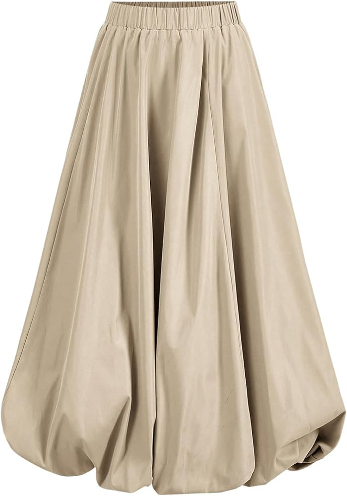 SweatyRocks Women's Y2K Elastic High Waisted Bubble Ruffled Maxi Puff Skirts | Amazon (US)
