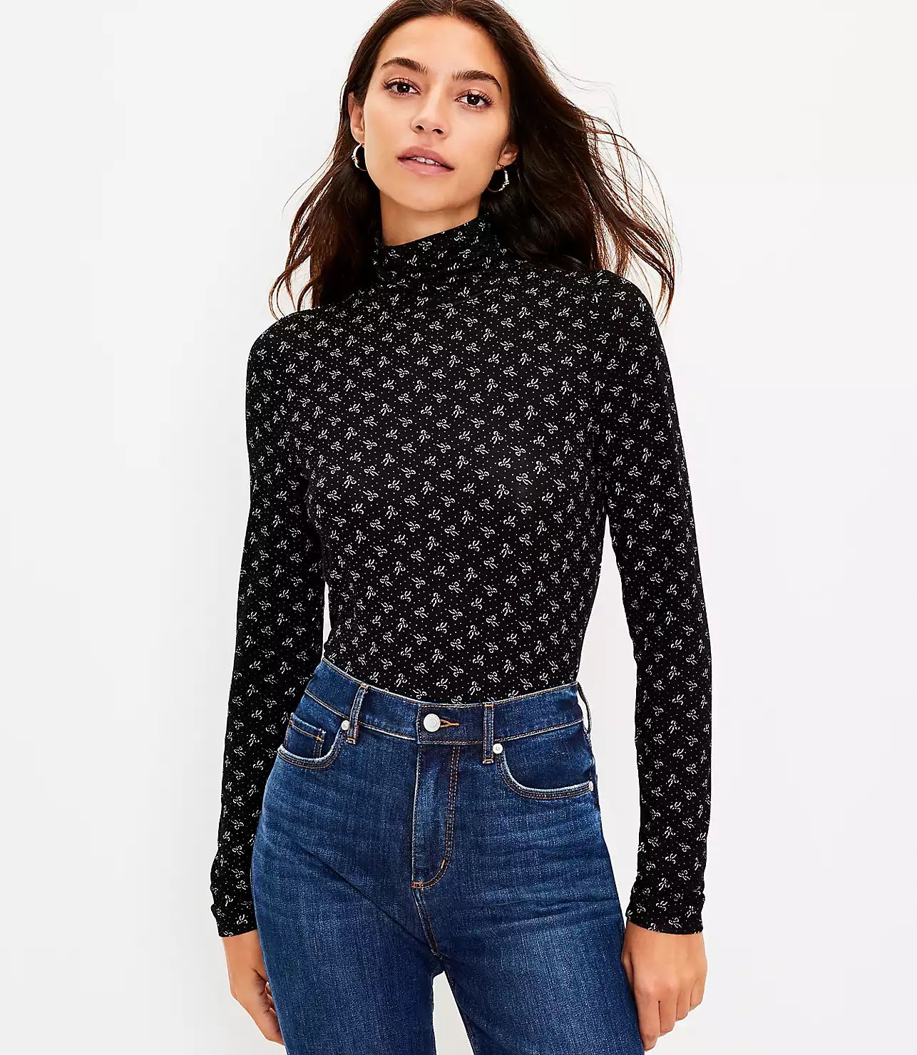 Bow Turtleneck Top | LOFT