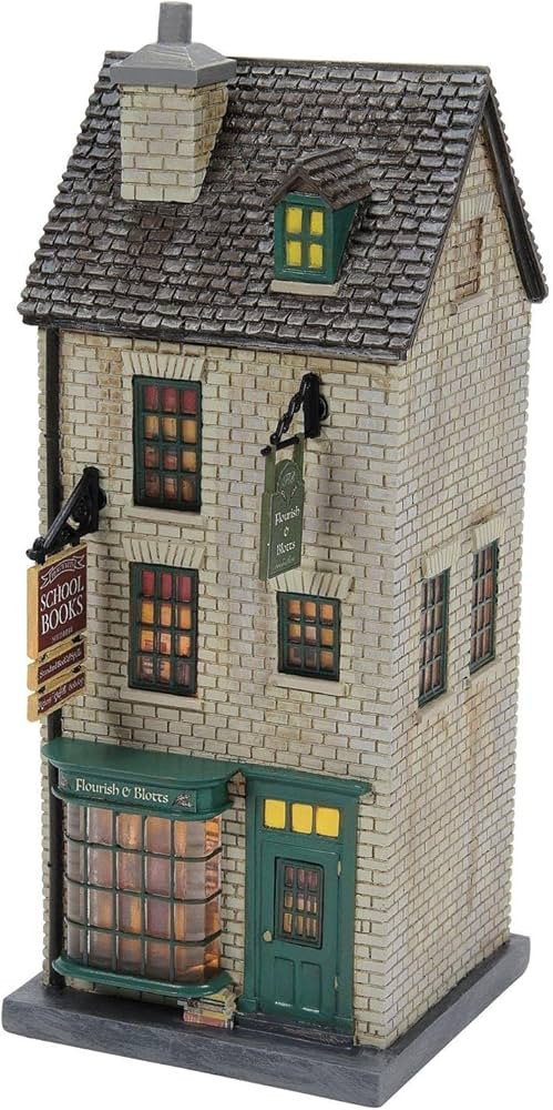 Department 56 Harry Potter Village Flourish and Blotts Bookshop Lit Building, 8.3 Inch, Multicolo... | Amazon (US)