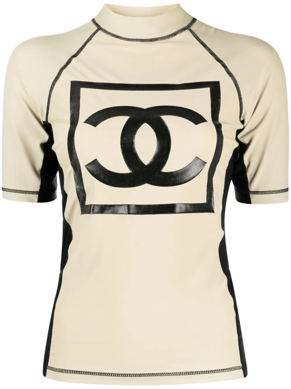 CHANEL Pre-Owned 2003 Sports line logo print surf T-shirt - Neutrals | Farfetch Global