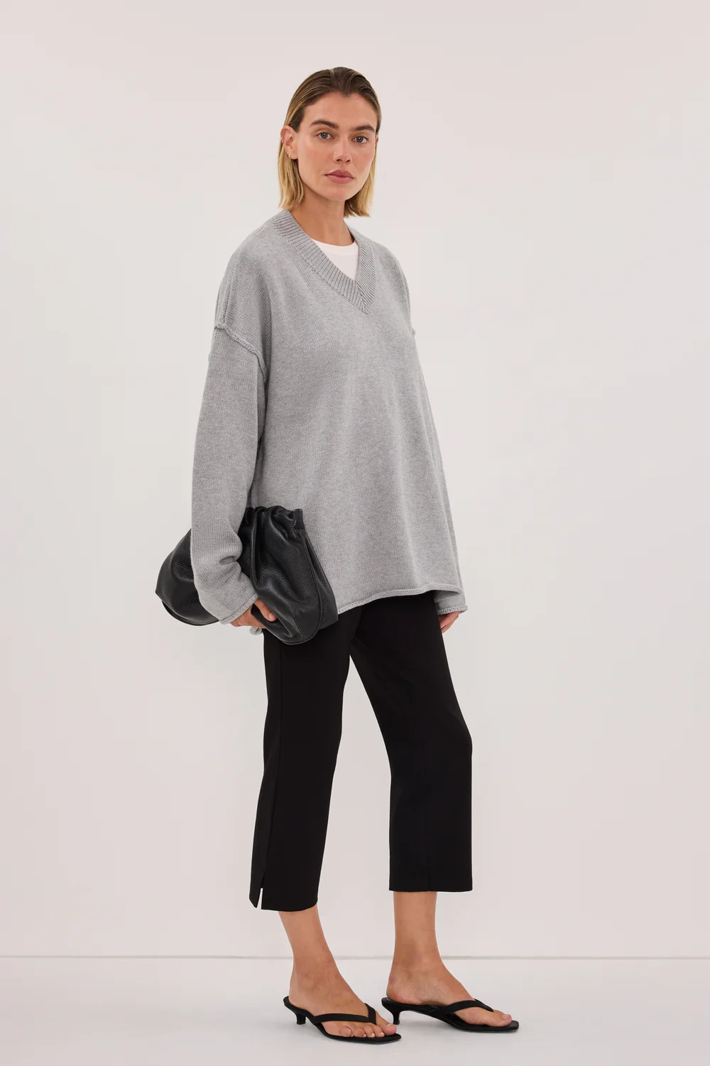 FLINT SILVER V NECK KNIT JUMPER | DISSH