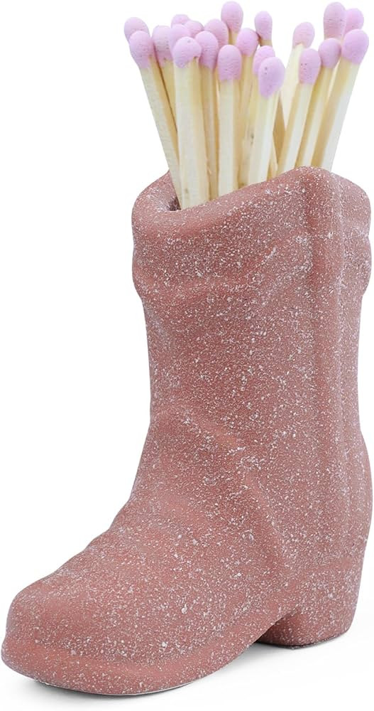 Cowboy Boot Match Holder With Striker - Coastal Home Ceramic Cowgirl Boot Decor Aesthetic Small C... | Amazon (US)