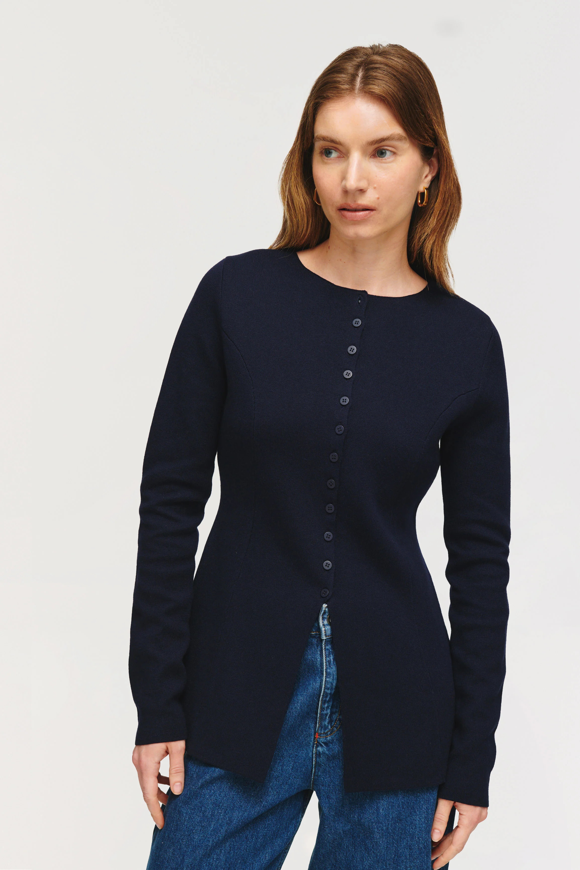 Daphne | Waisted Knit in Navy | ALIGNE | Aligne UK