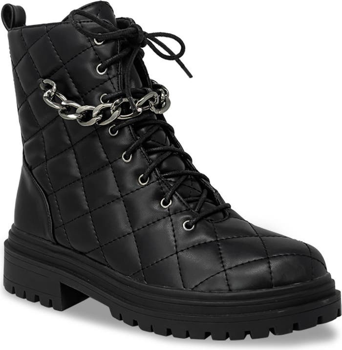 ́ Chain Trimmed Quilted Combat BootCHASE AND CHLOE | Nordstrom Rack
