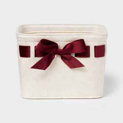 Felt Basket Ivory with Red Velvet Ribbon - Threshold™ | Target