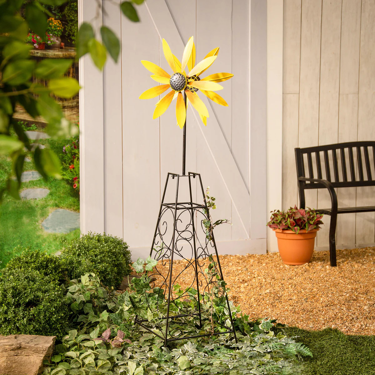 Wind Spinner Trellis: Yellow Flower | Plow & Hearth