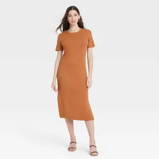 Women's Short Sleeve Rib Knit T-Shirt Dress - A New Day™ | Target