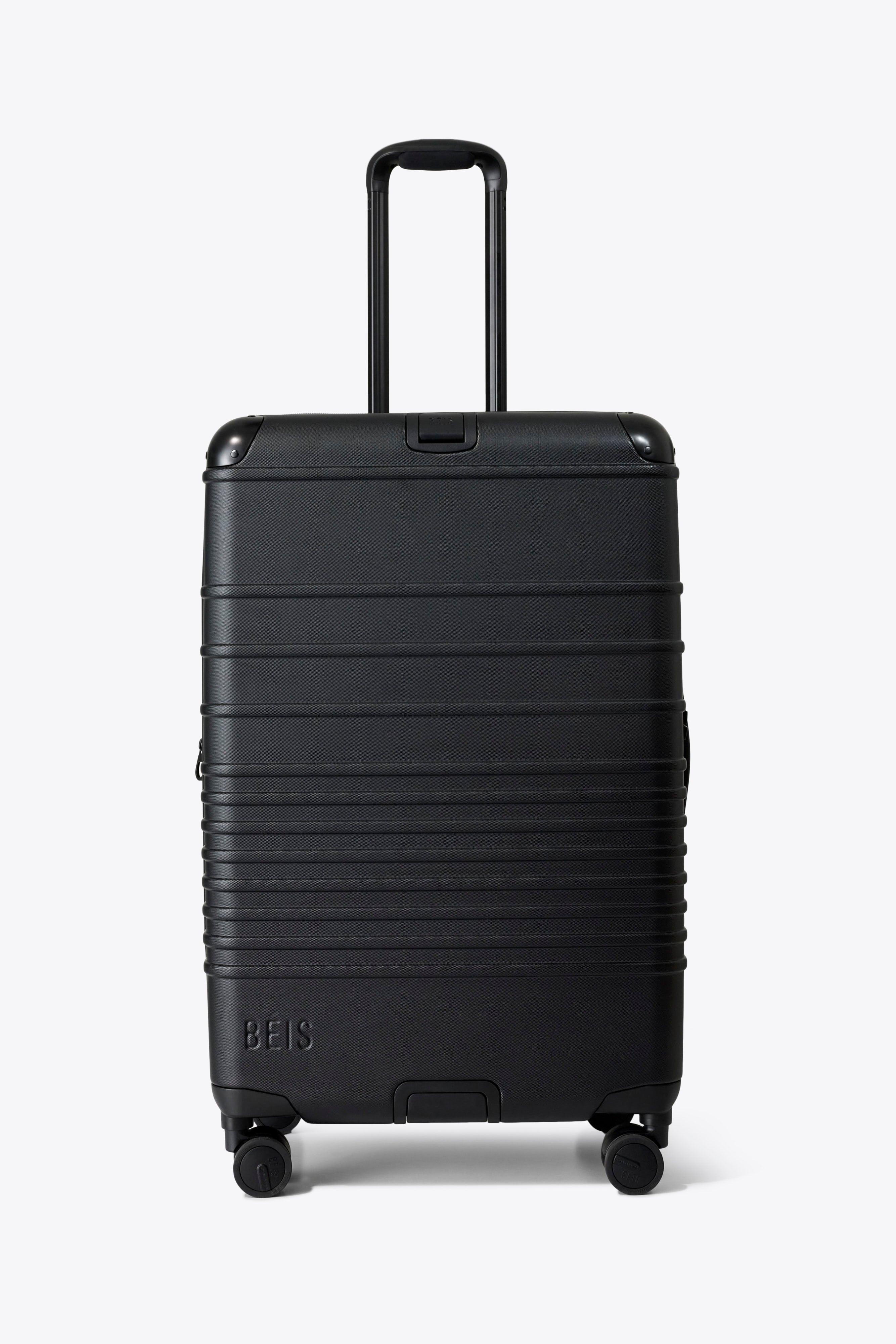 BÉIS ‘The Hybrid Check-In Roller’ in Black - Black Hybrid Checked Suitcase & Roller | BEIS