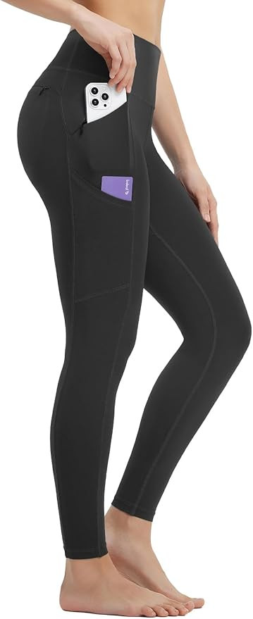baleaf Women's Leggings with 6 Pockets 25'' High Waisted Workout Yoga Tummy Control 7/8 Ankle Pan... | Amazon (US)