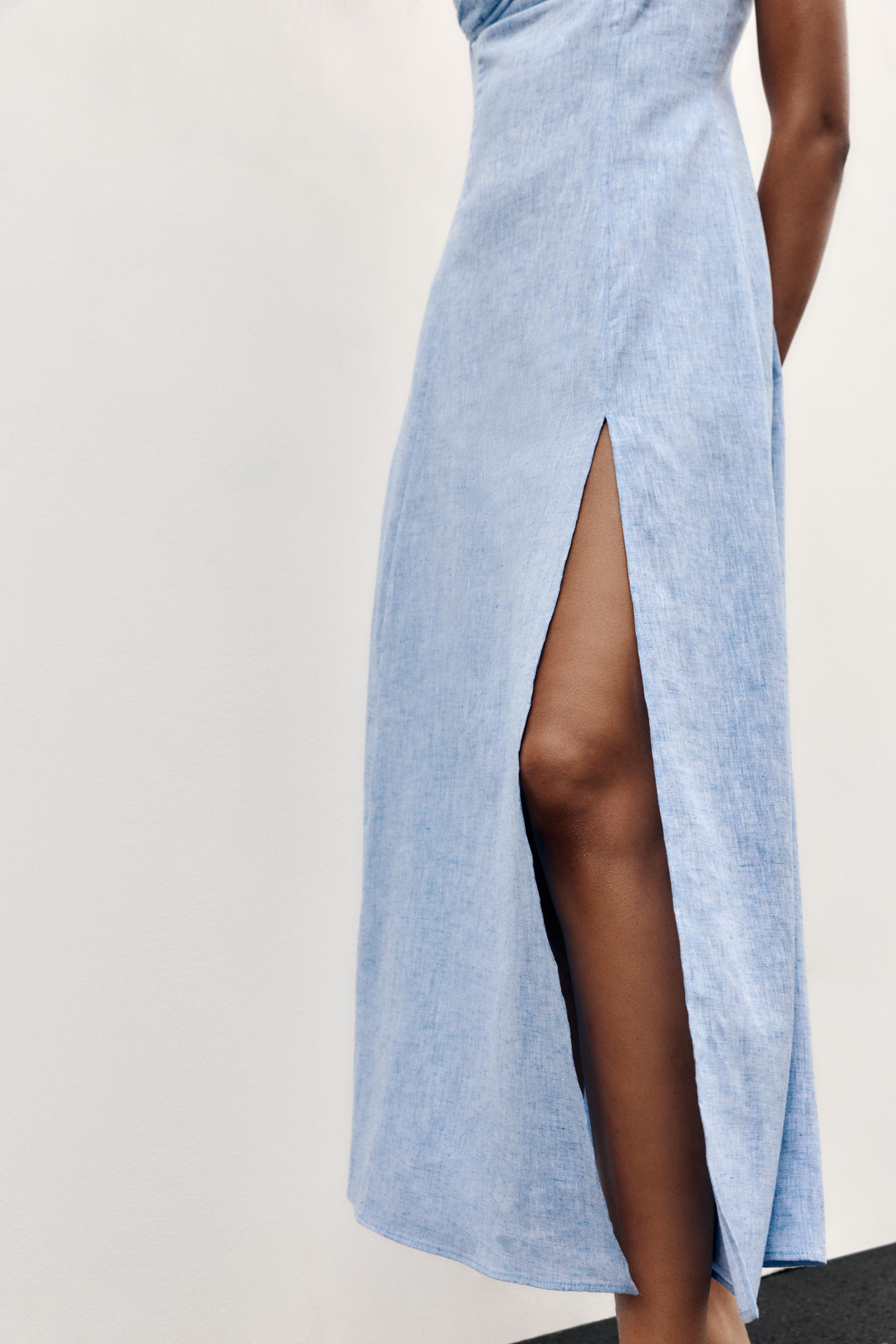 LINEN MIDI CORSET DRESS | Zara US