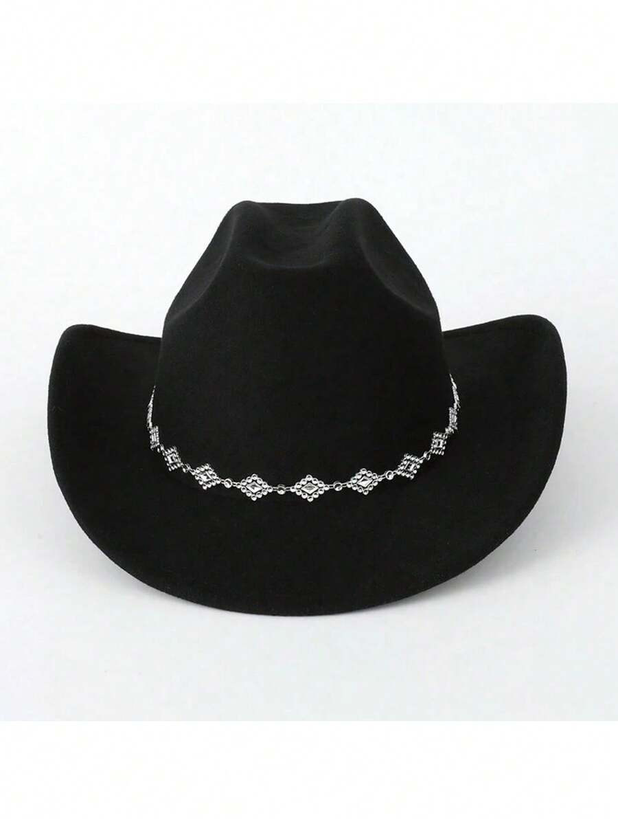1pc Unisex Sequin Belt Decor Boho Cowboy Hat Ridge Cowgirl Hat Beach Hat Sun Hat Panama Hat Jazz ... | SHEIN
