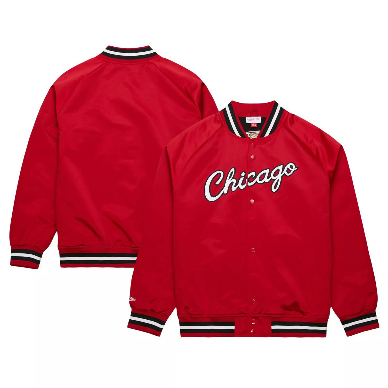 Men's Mitchell & Ness Red Chicago Bulls Hardwood Classics Throwback Wordmark Raglan Full-Snap Jacket, Size: Medium | Kohl's
