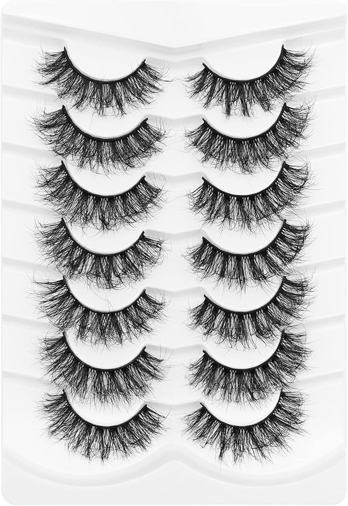 Veleasha False Eyelashes Wispy Faux Mink Lashes Fluffy Handmade Fake Eyelashes Natural Look 7 Pai... | Amazon (US)