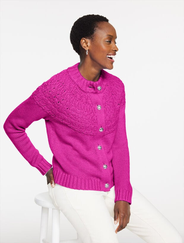 Pointelle Mockneck Cardigan | Talbots
