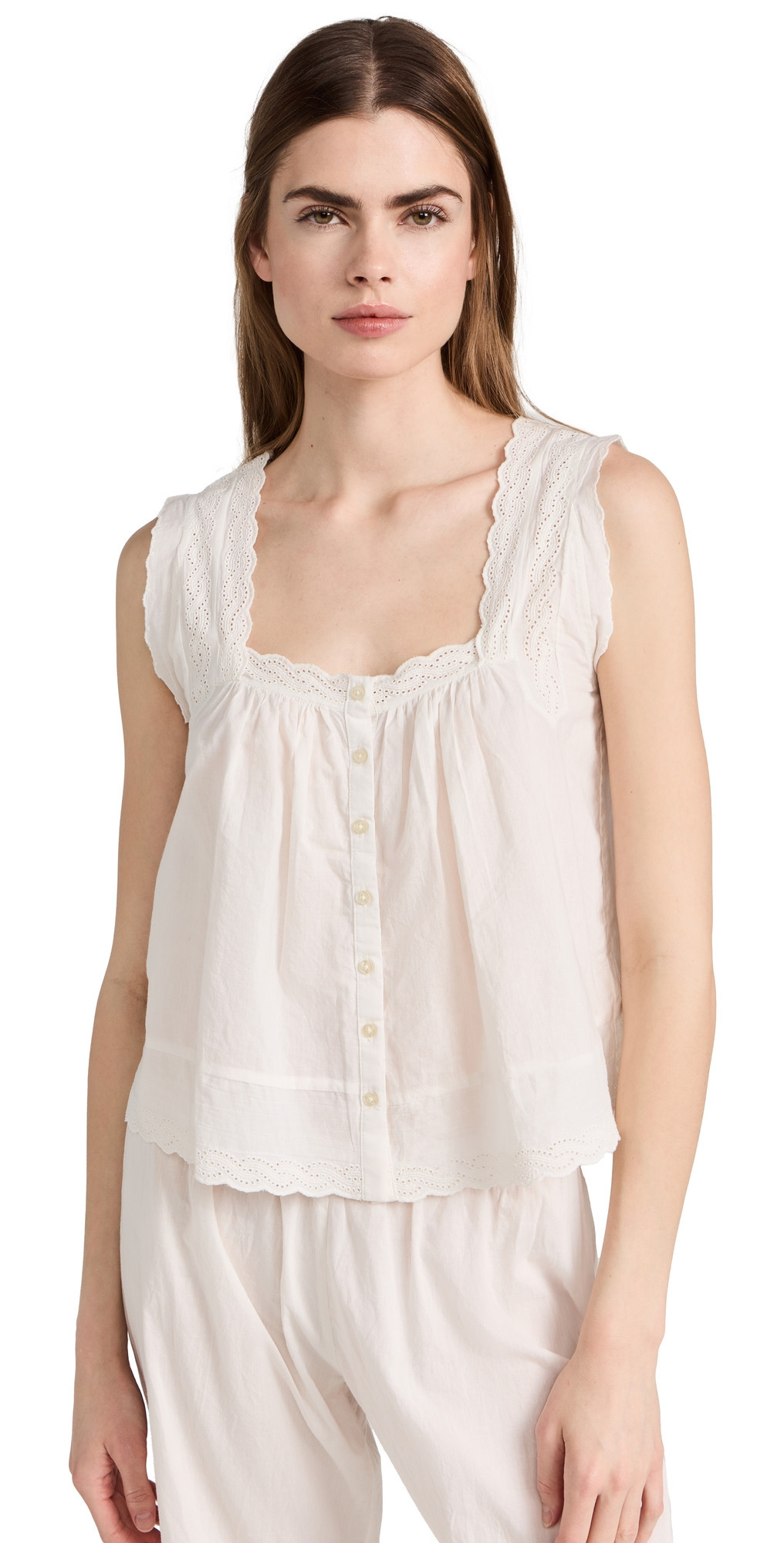 THE GREAT. The Eyelet Tank True White 1 | Shopbop